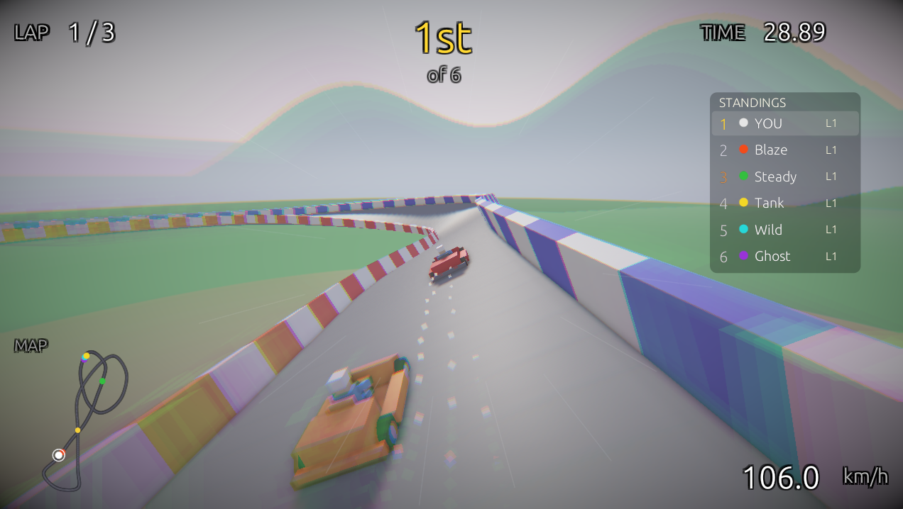 FlintKart — a low-poly kart racer built with Flint