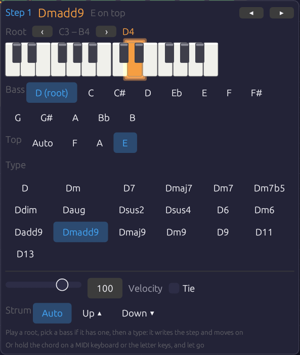 The chord popover