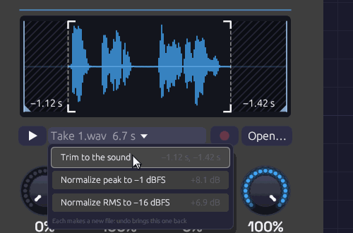 Trim, previewed on the Sampler's face